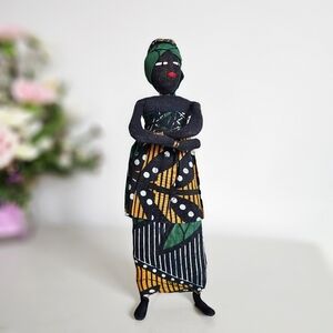 Vintage Hand Crafted Caribbean/ African Mother & Baby Cloth Handmade Doll Wire